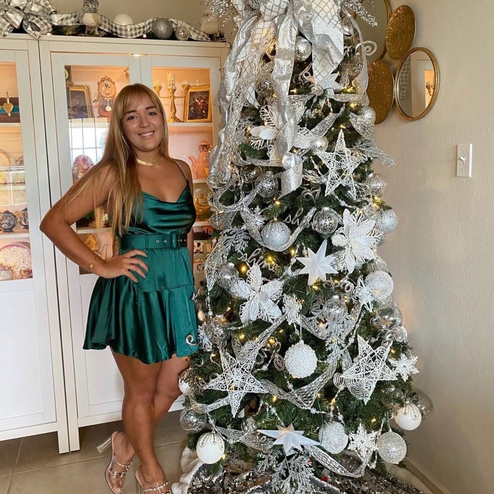 Elegant Green Satin Dress